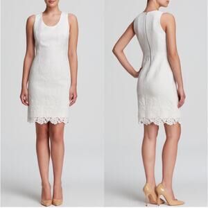Rebecca Taylor Women's sz 12 White Embroidered Sheath Dress Bridal Graduation